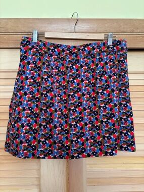 Boden Floral Jersey A-line Mini Skirt — Red, Blue, Olive & Navy Size 12R